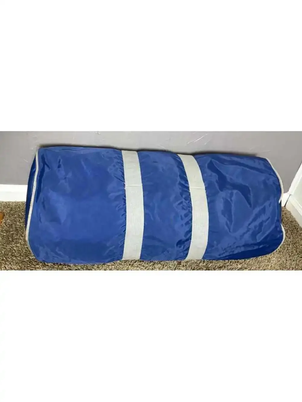 1980's Extra Large Duffle Bag from Lands' End Blue + Gray Nylon Canvas